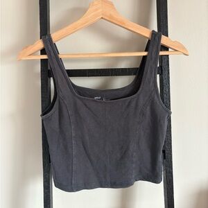 aerie Black Scoop Neck Crop Tank